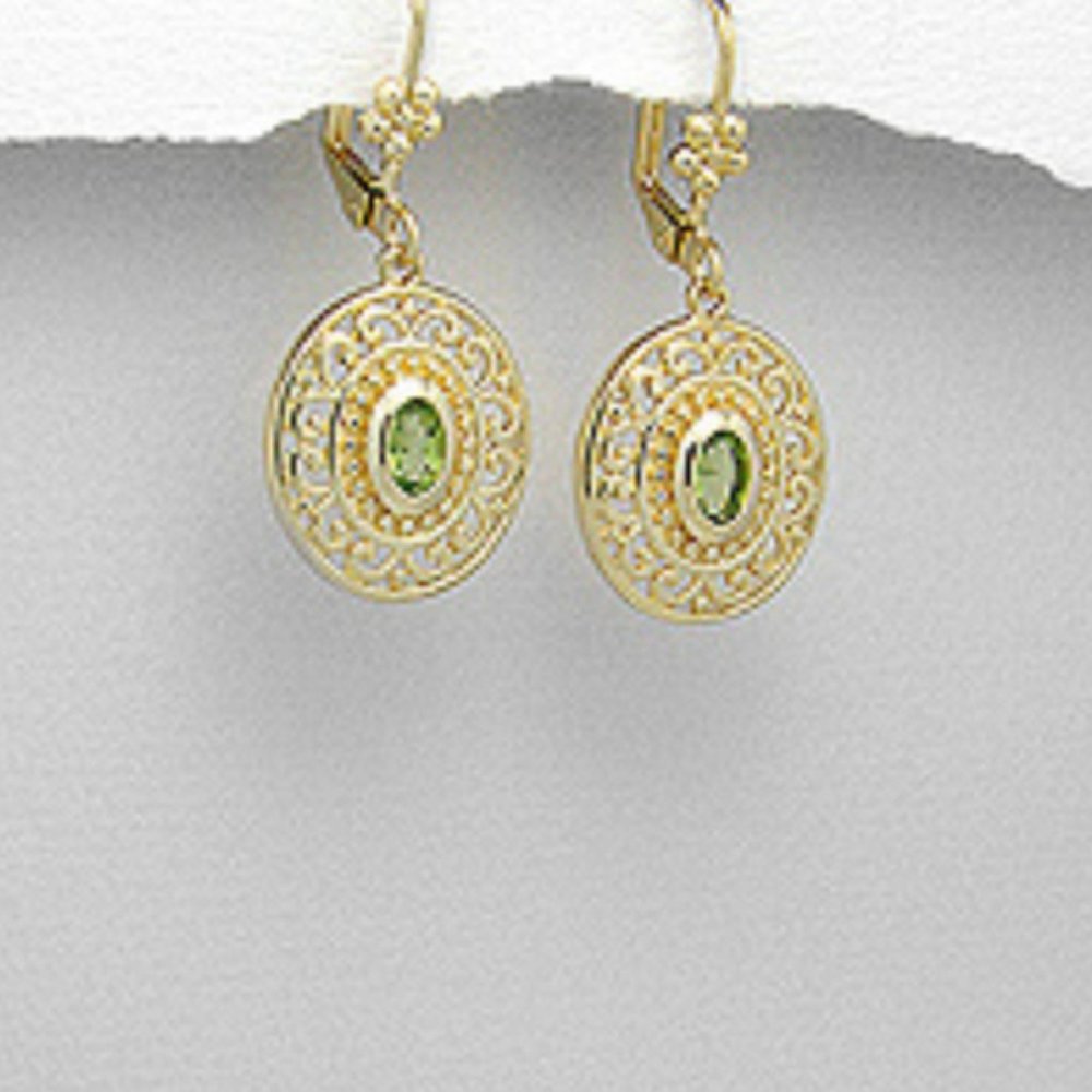 Peridot Solid Brass Earrings